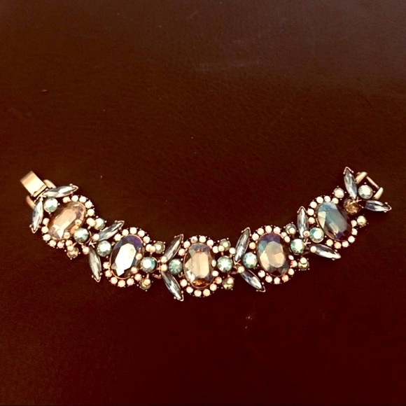 Rare Bassett Vintage Smokie Blue Crystal Bracelet - Picture 5 of 7